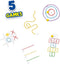 SES - Stoepkrijt spellen 5 in 1 - creatief buiten spelen - set van 6 kleuren stoepkrijt met 2 pittenzakjes - instructies voor 5 verschillende spellen