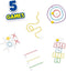 SES - Stoepkrijt spellen 5 in 1 - creatief buiten spelen - set van 6 kleuren stoepkrijt met 2 pittenzakjes - instructies voor 5 verschillende spellen