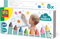 SES - Tiny Talents - Badkrijt - 8 vrolijke kleuren - voor tegels en de badkuip - Badspeelgoed - Speelgoed 2 Jaar