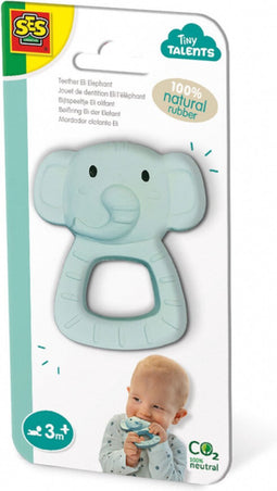 SES - Tiny Talents - Bijtspeeltje Eli olifant - 100% natuurrubber - Bijtring - met handige zachte handgreep - gemaakt van veilige materialen - baby speelgoed