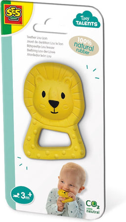 SES - Tiny Talents - Bijtspeeltje Lou leeuw - 100% natuurrubber - Bijtring - met handige zachte handgreep - gemaakt van veilige materialen - Baby Speelgoed