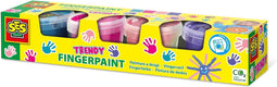 SES - Vingerverf Trendy 4 kleuren - Pastel Roze, Fel Roze, Lichtblauw en Paars - 4x110ml - mengbaar - makkelijk uitwasbaar - hypoallergeen