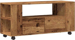 vidaXL - Tv-meubel - met wielen - 102x34,5x43 cm - bewerkt hout - oud hout