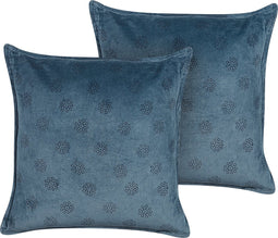 SESELI - Sierkussen set van 2 - Blauw - 45 x 45 cm - Fluweel