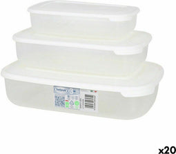Set 3 Lunchboxen Tontarelli Family Wit Rechthoekig 29,6 x 19,8 x 7,7 cm (20 Stuks)