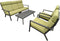Set angelina lounge 4 delig groen antraciet