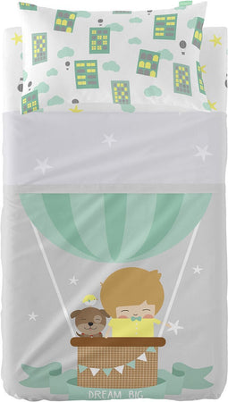 Set beddengoed HappyFriday Happynois Air Balloon Multicolour Wieg voor baby's 2 Onderdelen