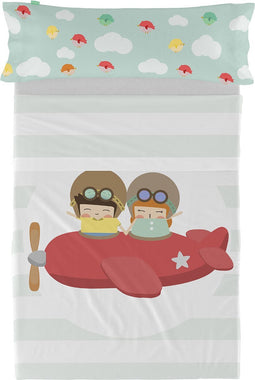 Set beddengoed HappyFriday Happynois Learning To Fly Multicolour Bed van 105 2 Onderdelen