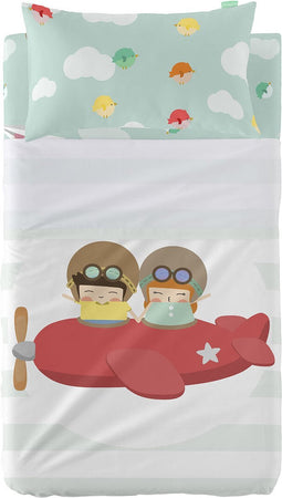 Set beddengoed HappyFriday Happynois Learning To Fly Multicolour Wieg voor baby's 2 Onderdelen