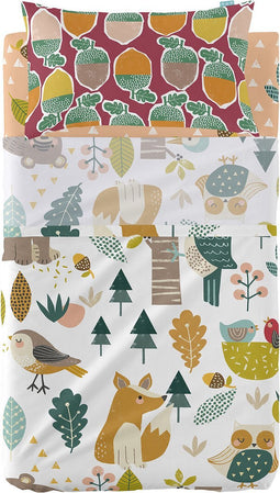 Set beddengoed HappyFriday Moshi Moshi Harvestwood Multicolour Wieg voor baby's 2 Onderdelen