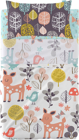 Set beddengoed HappyFriday Moshi Moshi Woodland Multicolour Wieg voor baby's 2 Onderdelen