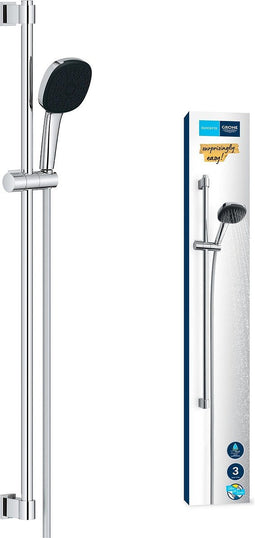 Set douchekop, douchestang en doucheslang, 3 jets, chroom