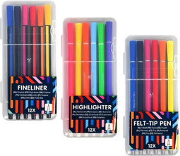 Set Fineliner, highlighter pennen