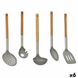 Set Keukengerei Kinvara KT166095-S5 5 Grijs Roestvrij staal Acacia (6 Stuks)