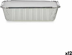 Set Keukenservies Kinvara 16153 Aluminium 22,4 x 7,4 x 11,5 cm Wegwerpbaar Met deksel (12 Stuks)