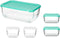 Set Lunchboxen Snow Box Rechthoekig Wit Turkoois (4 Stuks)