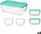 Set Lunchboxen Snow Box Rechthoekig Wit Turkoois (4 Stuks)