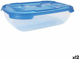 Set Lunchboxen Tontarelli Nuvola 2 L Blauw Rechthoekig 2 Onderdelen (12 Stuks)