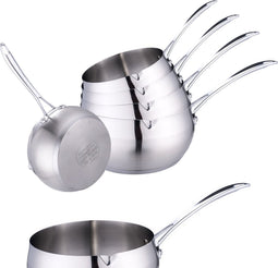 Set Met 5 Steelpannen 12/14/16/18/20 Cm Hoogwaardig Roestvrij Staal - Ook inductie.