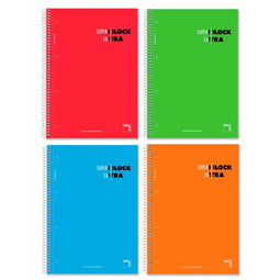 Set notitieboekjes Pacsa Superblock Extra 4 Onderdelen Multicolour A4 120 Lakens