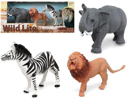 Set of Wild Animals Zebra Elephant Lion 28 x 12 cm (3 Units) (3 pcs)