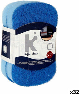 Set schuursponsjes Blauw 7 x 12,3 x 2,5 cm (32 Stuks)