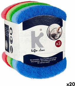 Set schuursponsjes Multicolour Schuurvezel 7 X 10 X 2,5 cm (20 Stuks)