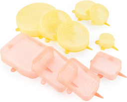 Set van 10 herbruikbare en aanpasbare keukendeksels - Lilyd Innovagoods - Deksels - Pannendeksel - Aanpasbaar - Universeel - Pannenset - Flexibel - Elastisch - Opbergen - Opbergsysteem - Potten - Kommen - Schalen - Koppen - Blikken - Borden - Glazen