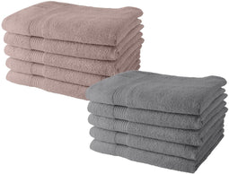 Set van 10 TODAY handdoeken 50x90 cm 100% katoen - 5 zandrozen + 5 staal