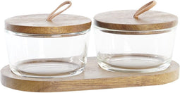 Set van 2 Potjes DKD Home Decor Kristal Bruin Transparant Acacia (20,5 x 10,5 x 7 cm) (240 ml)