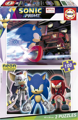 Set van 2 Puzzels Educa Neon Sonic 100 Onderdelen