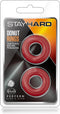 Set van 2 rode donut penisringen Stay Hard -
