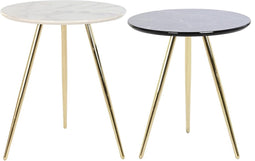 Set van 2 tafels DKD Home Decor Wit Zwart Gouden 46 x 46 x 45 cm