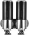 Set van 2 | Zeepdispenser - Dubbelwandige kunstof zeepdispenser - Edelstaal-look - Zwart