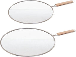 Set van 2x universele RVS spatdeksels/afgietdeksels voor pannen 25 - 28 cm - Koekenpan deksels tegen het spatten