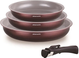 Set van 3 koekenpannen - ARTHUR MARTIN - AM8866 - Alle warmtebronnen inclusief inductie - 20/24/28 cm + 1 handgreep - Aluminium - Keramische coating