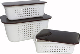 Set van 3 multifunctionele opbergmanden - opbergdozen - met deksel - 3 maten