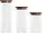 Set van 3 Potjes DKD Home Decor 10,2 x 10,2 x 27,7 cm Natuurlijk Transparant Acacia Letters Borosilicaatglas