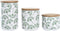 Set van 3 Potjes DKD Home Decor Natuurlijk Wit Groen Bamboe Keramiek Tropisch (3 Onderdelen)
