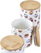 Set van 3 Potjes DKD Home Decor Natuurlijk Wit Multicolour Bamboe Keramiek Cupcake (3 Onderdelen)