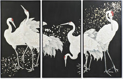 Set van 3 Schilderijen DKD Home Decor Orientaals Reiger (210 x 4 x 140 cm)