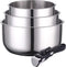 Set van 3 steelpannen 16/18/20 cm - RVS - afneembare handgreep - voor alle soorten fornuizen, ook inductie
