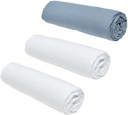 Set van 3 TODAY Essential hoeslakens - 160 x 200 cm - 2 personen - 100% Katoen - Krijt/Denim