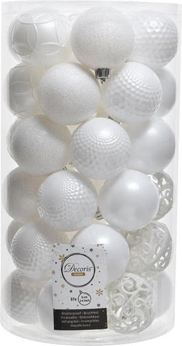 Set van 37 EDM ballen - Kerstsfeer - Wit - 72011