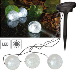 Set van 3x drijvende solar LED decoratie bollen vijver/tuinverlichting - 9 cm - Tuin en vijver decoratieverlichting