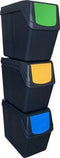Set van 3x kunststof afvalscheidingsbakken antraciet/donkergrijs van 20 liter - Scheidingsprullenbakken