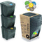 Set van 3x kunststof afvalscheidingsbakken grijs van 25 liter - Scheidingsprullenbakken