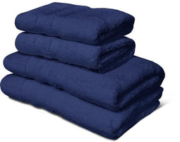 Set van 4 handdoeken - LOVELY HOME - 2 handdoeken 50 x 100 cm + 2 douchehanddoeken 70 x 140 cm - Marineblauw