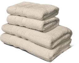 Set van 4 handdoeken - LOVELY HOME - 2 handdoeken 50 x 100 cm + 2 douchehanddoeken 70 x 140 cm - Beige