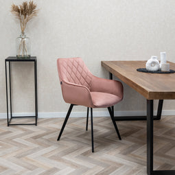 SET van 4 Kick eetkamerstoel Karl Velvet - Roze